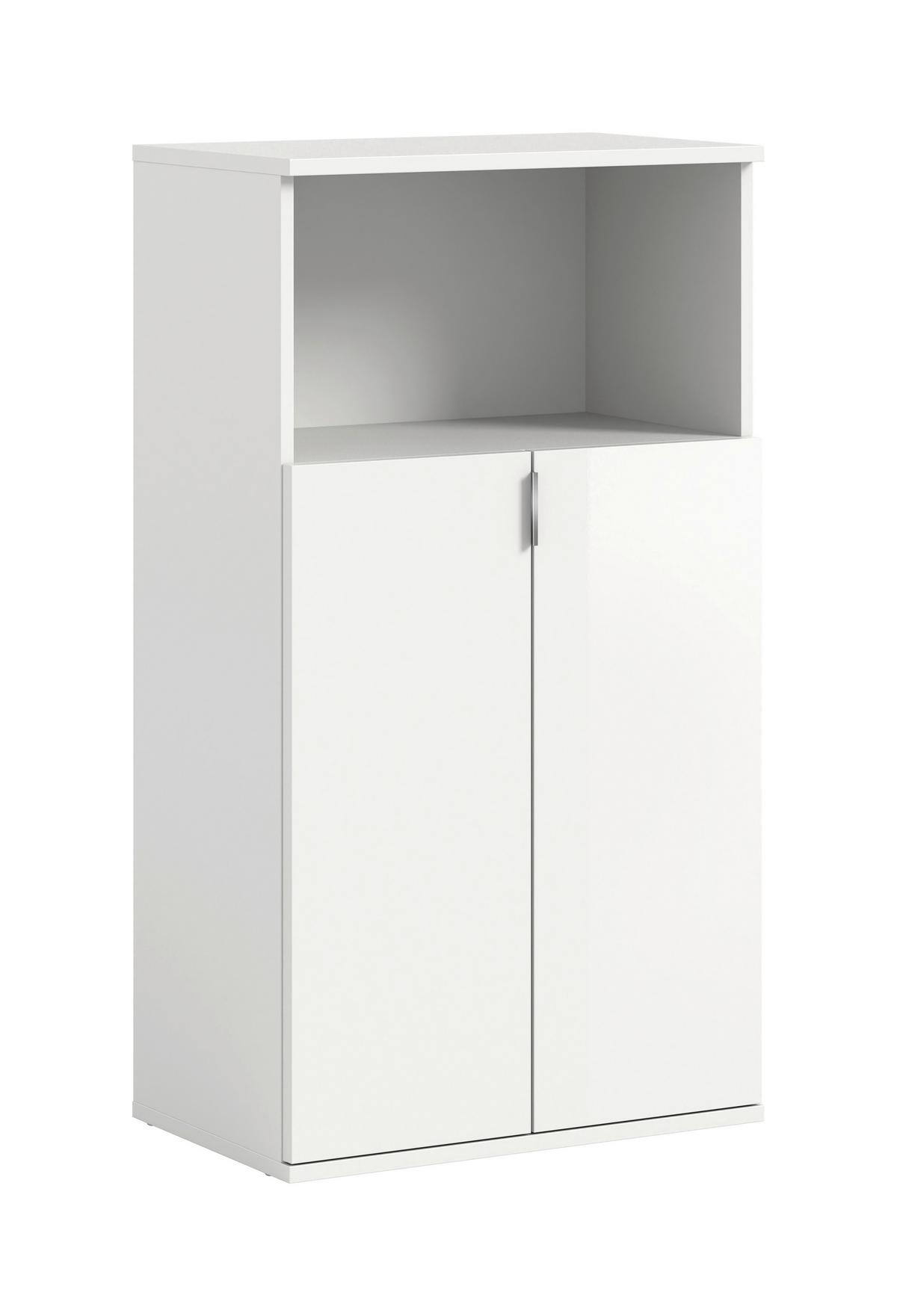 Schuhschrank Projekt X Weiß B: 60 cm - Weiß Hochglanz/Schwarz, Design, Holzwerkstoff (60/110/37cm) - Livetastic