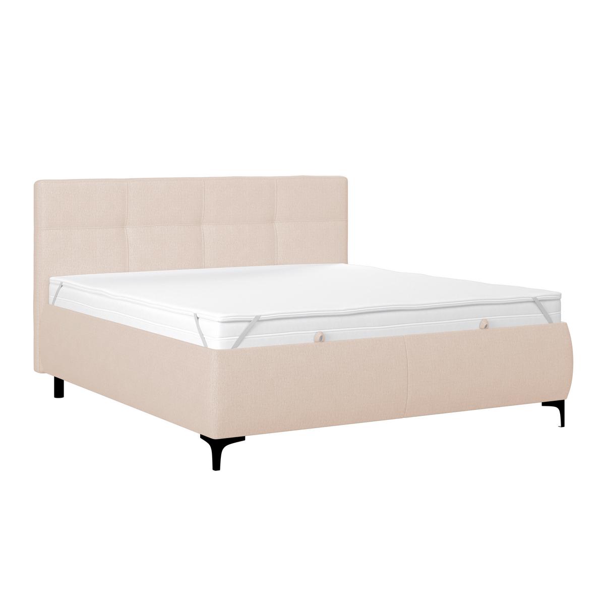 Polsterbett Zeni 160 - Beige/Schwarz, KONVENTIONELL, Holz/Holzwerkstoff (160/200cm)