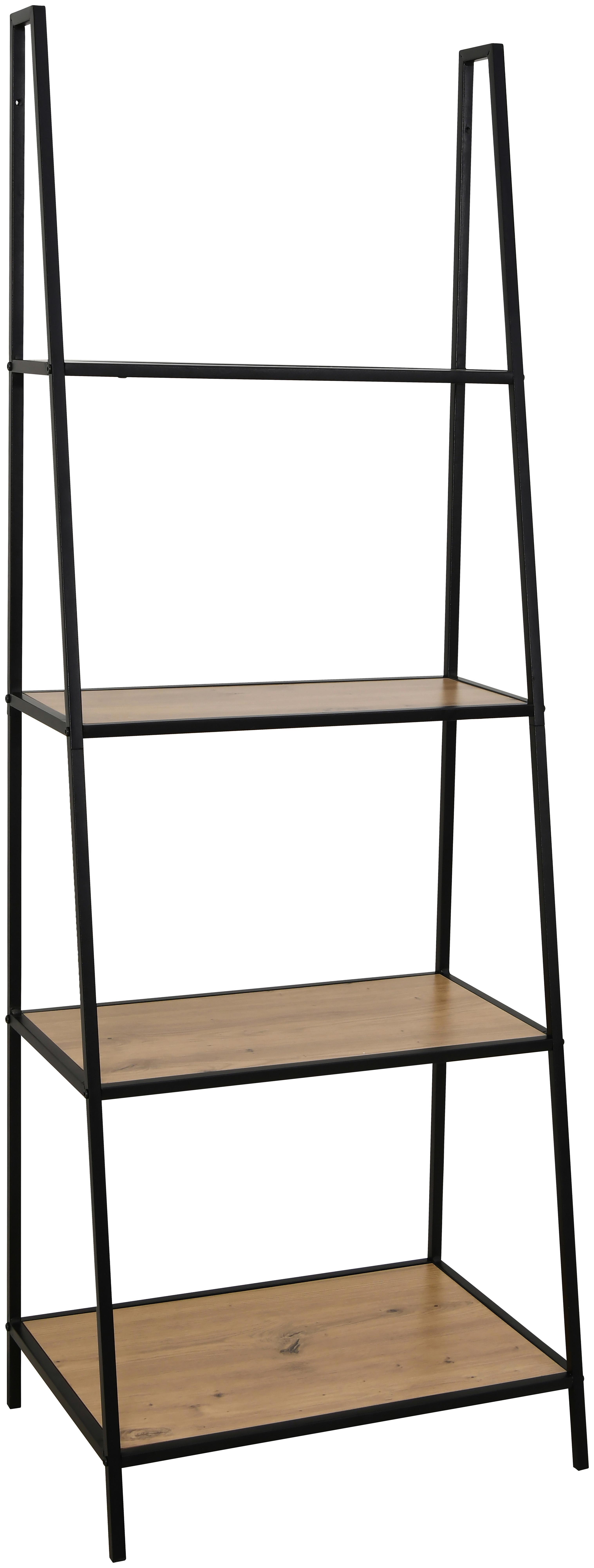 REGÁL JORIS -EXKLUSIV- - čierna/prírodná farba, Modern, kov/kompozitné drevo (60/170/42cm) - Mömax