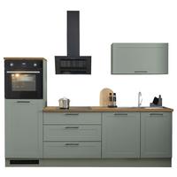 Kuchyňský blok bez spotřebičů MARSEILLE, šířka 260 cm - černá/zelená, Design, kov/kompozitní dřevo (260cm) - MID.YOU