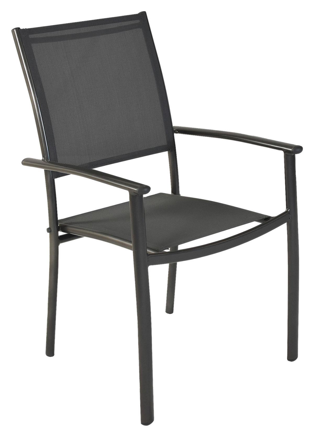 Stapelsessel Milano - Graphitfarben/Grau, MODERN, Textil/Metall (57/90/56cm) - Gardenson