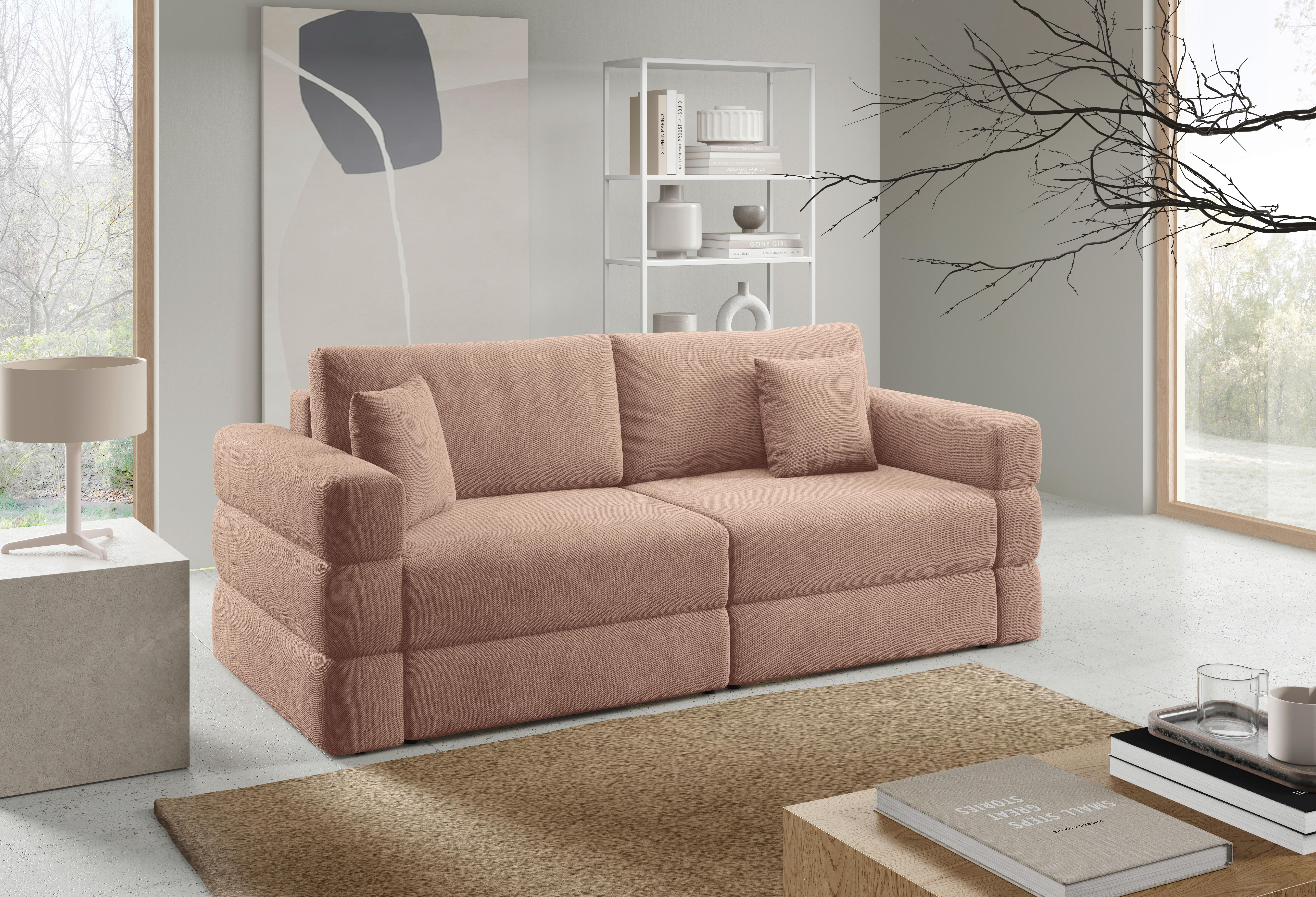 Schlafsofa Terazzo Rosa B: 254cm - Schwarz/Rosa, Design, Textil (254/93/167cm) - Livetastic