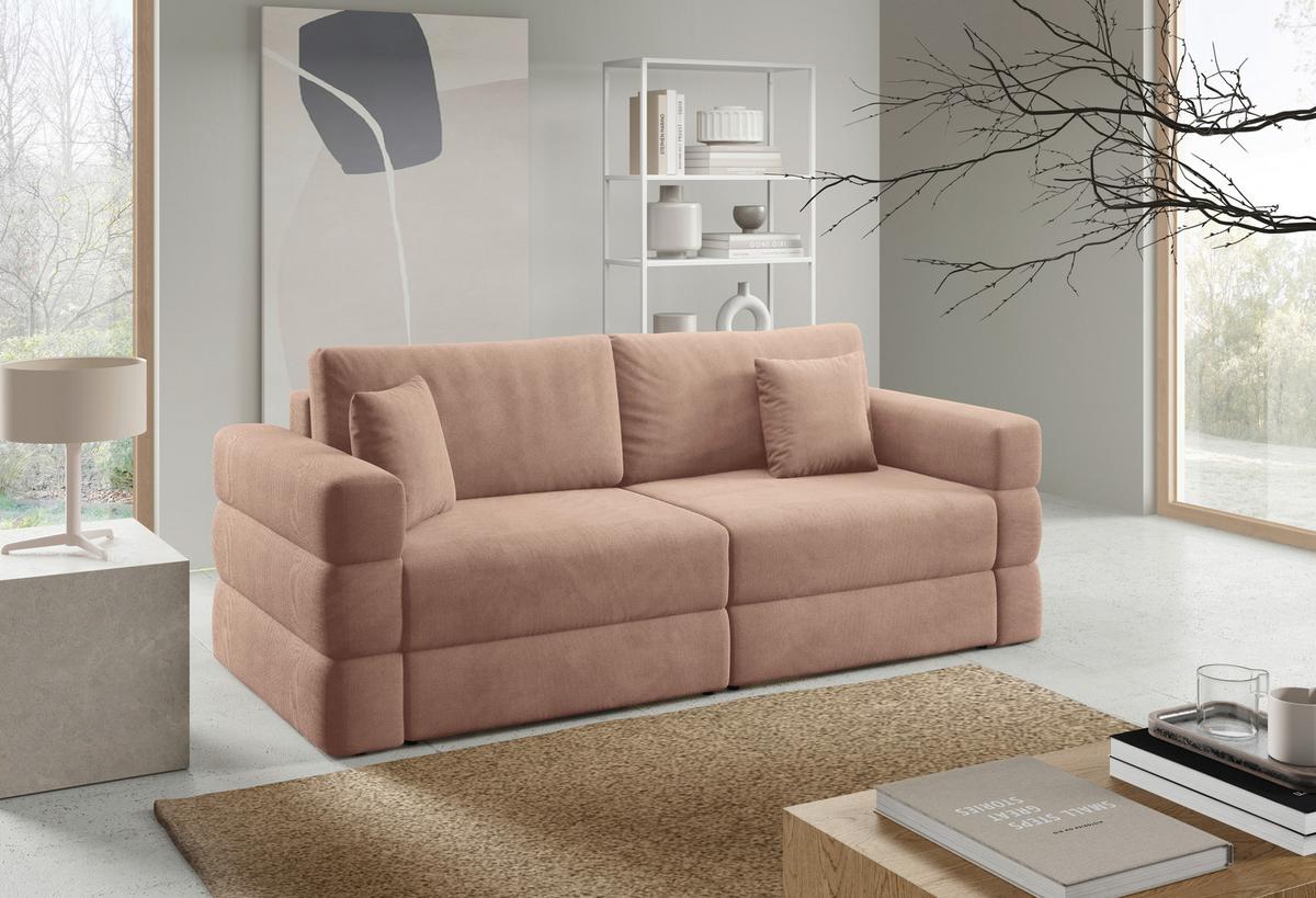 Schlafsofa Terazzo Rosa B: 254cm - Schwarz/Rosa, Design, Textil (254/93/167cm) - Livetastic