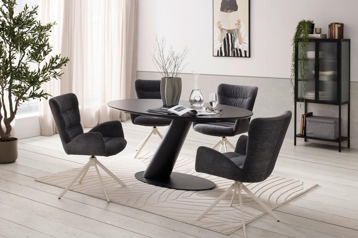 JEDÁLENSKÝ STÔL STEVEN 160 - čierna, Design, kov/kompozitné drevo (160/76/95cm) - Mömax