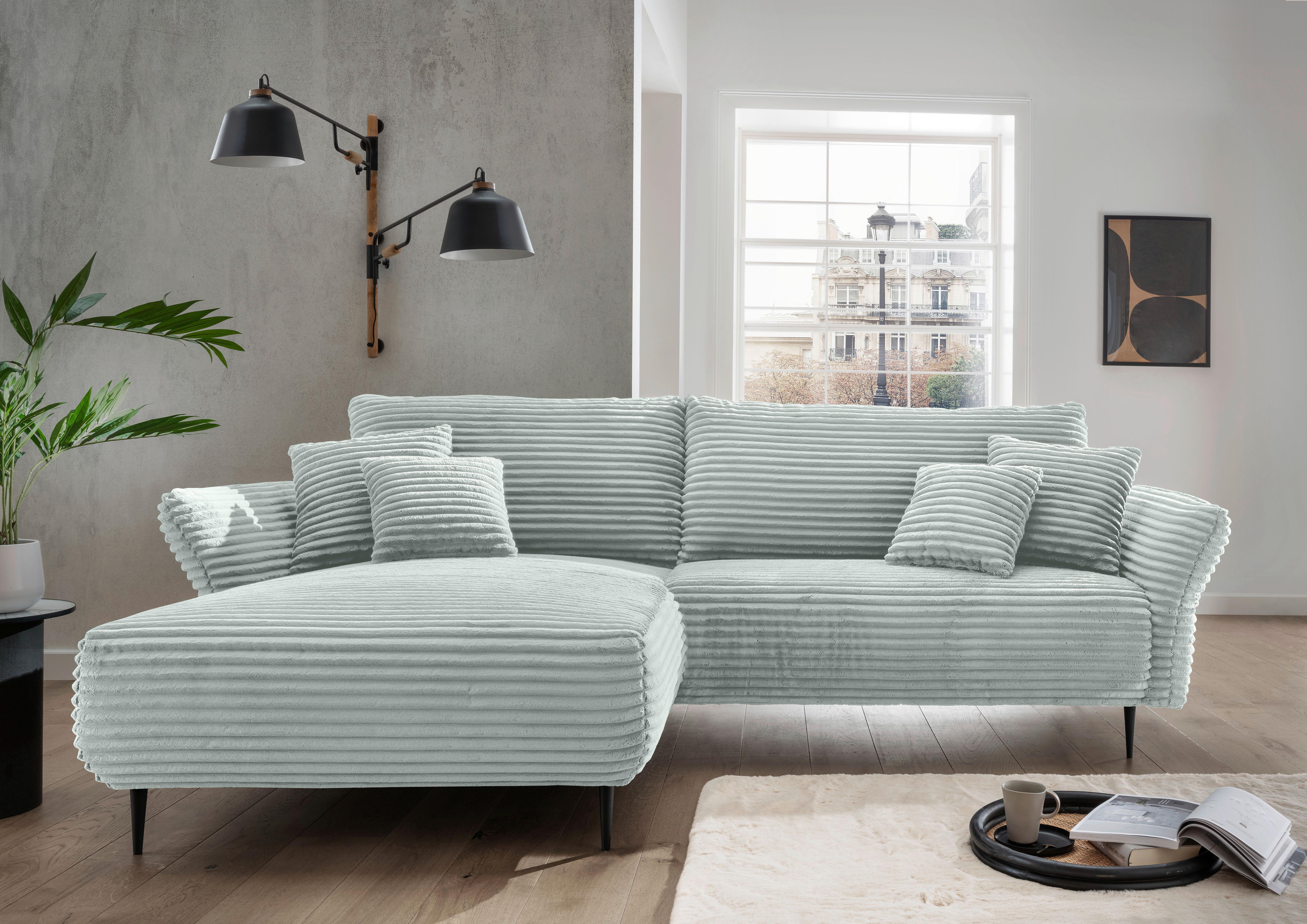 Ecksofa Vanilla Blau S: 178x264-302 cm - Blau/Schwarz, Design, Textil (178/264-302cm) - Livetastic