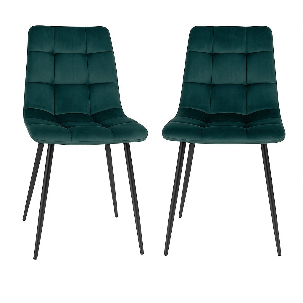 Stuhl-Set Middelfart Dunkelgrün B: 44 cm - Dunkelgrün/Schwarz, MODERN, Textil/Metall (44/86/55cm) - MID.YOU