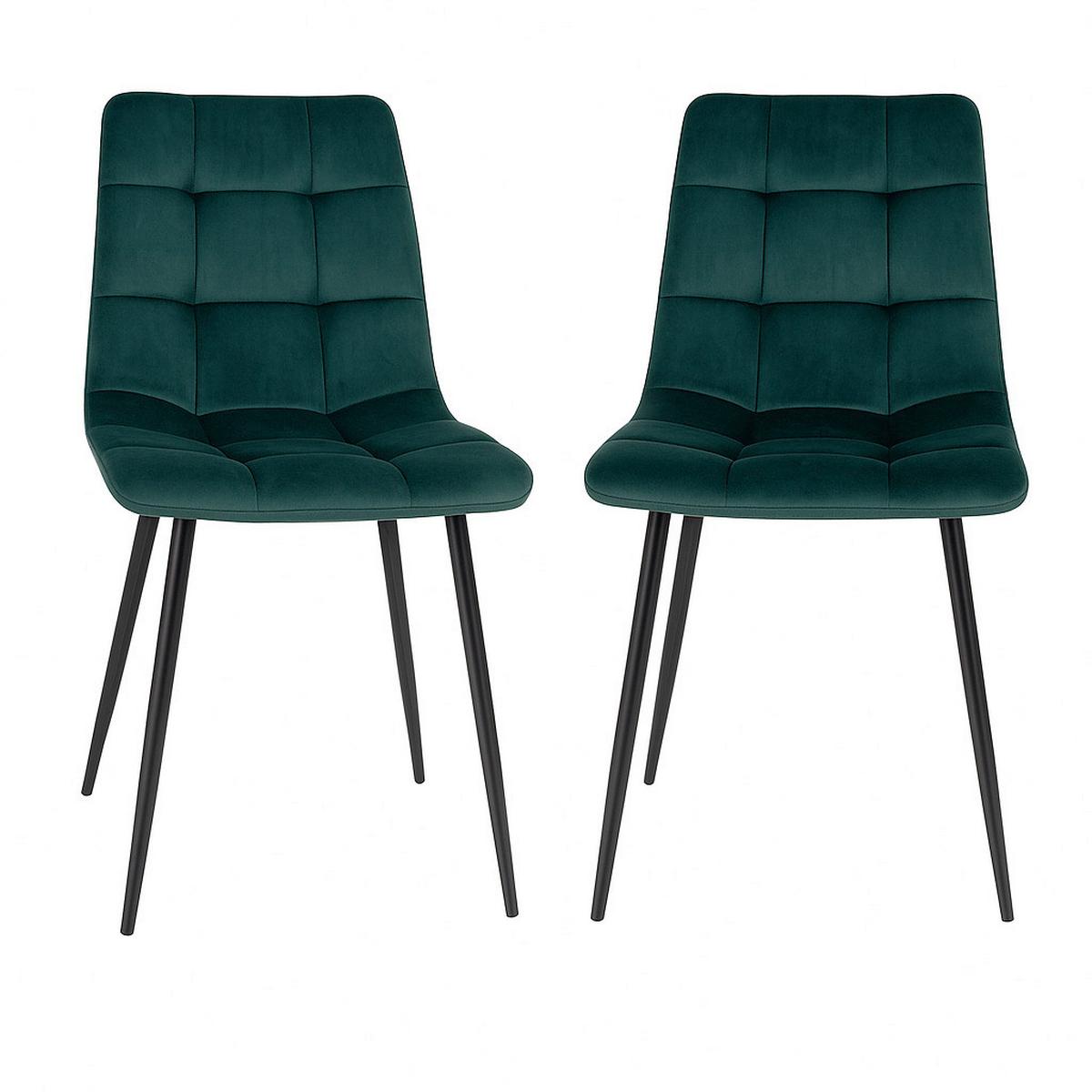 Stuhl-Set Middelfart Dunkelgrün B: 44 cm - Dunkelgrün/Schwarz, MODERN, Textil/Metall (44/86/55cm) - MID.YOU