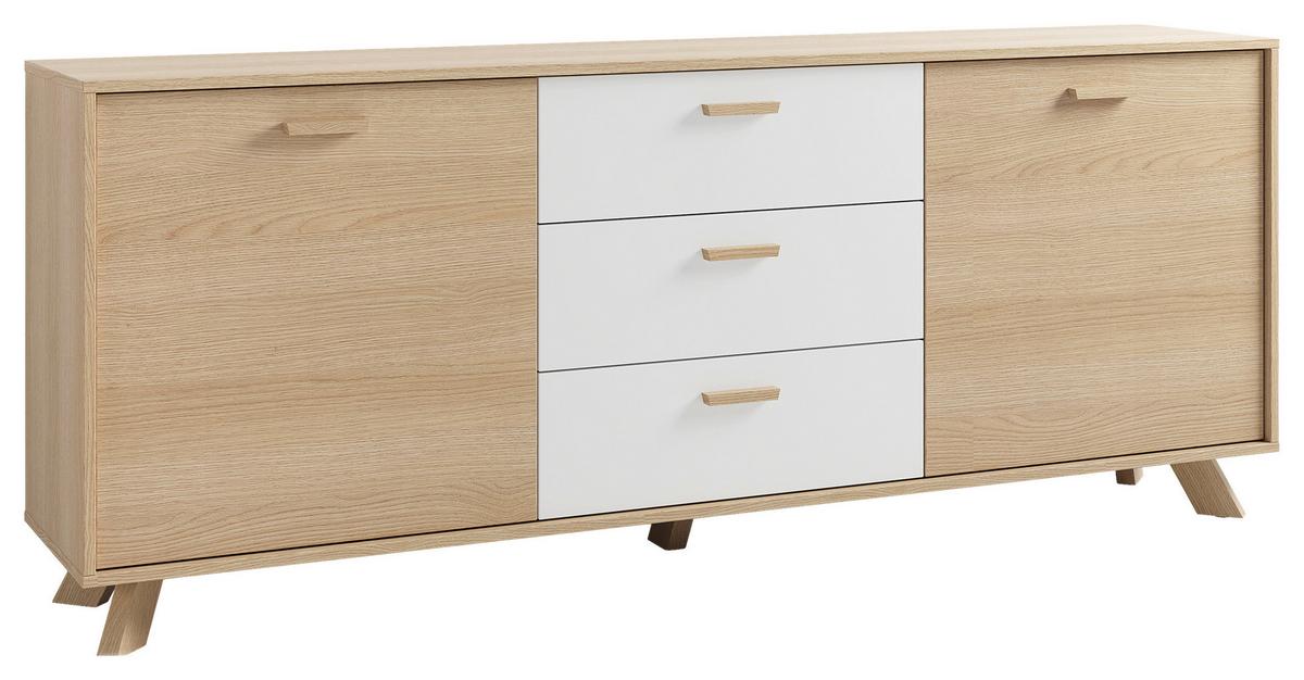 Sideboard Bastian Eiche Bianco/Weiß B: 180 cm - Eiche Bianco/Eichefarben, Design, Holz/Holzwerkstoff (180/72,5/36,5cm) - MID.YOU