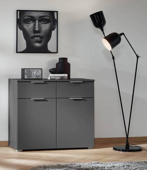 Kommode B: 93 cm Alabama, Grau - Alufarben/Grau, MODERN, Holzwerkstoff (93/81/42cm) - Rauch Möbel