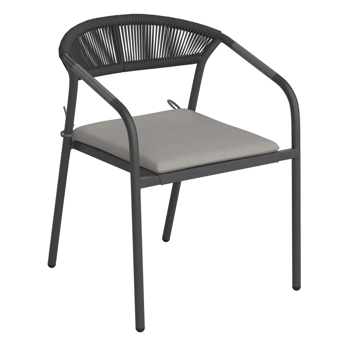 Sada záhradných kresiel BENICIO - čierna/sivá, Modern, kov/textil (56/80/64cm) - Bessagi Garden