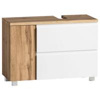 Waschbeckenunterschrank Varese B: 85 Cm Wotaneiche Dekor/weiß - Eiche Wotan/Weiß, MODERN, Holzwerkstoff (85/56/35cm) - Held
