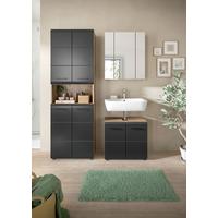 Badezimmer Ice Schwarz/Eiche Dekor B: 120cm - Eiche dunkel/Schwarz, Basics, Holzwerkstoff (120cm) - MID.YOU