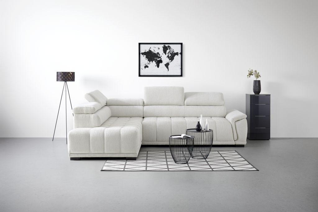 Rohová sedačka GRINALDI, ľavá, sivobiela - čierna/sivobiela, Modern, textil/plast (206/283cm) - Premium Living