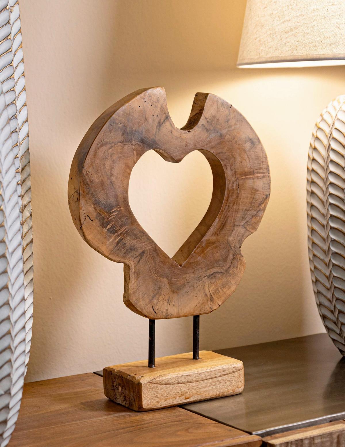 Skulptur Hasi Teak Braun, B: 28 cm - Braun, Basics, Holz (28/38/10cm)