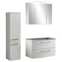 Badmöbel-Set 3-Tlg. Stockholm B: 110 cm Grau - Weiß/Grau, KONVENTIONELL, Glas/Holzwerkstoff (110cm) - Held