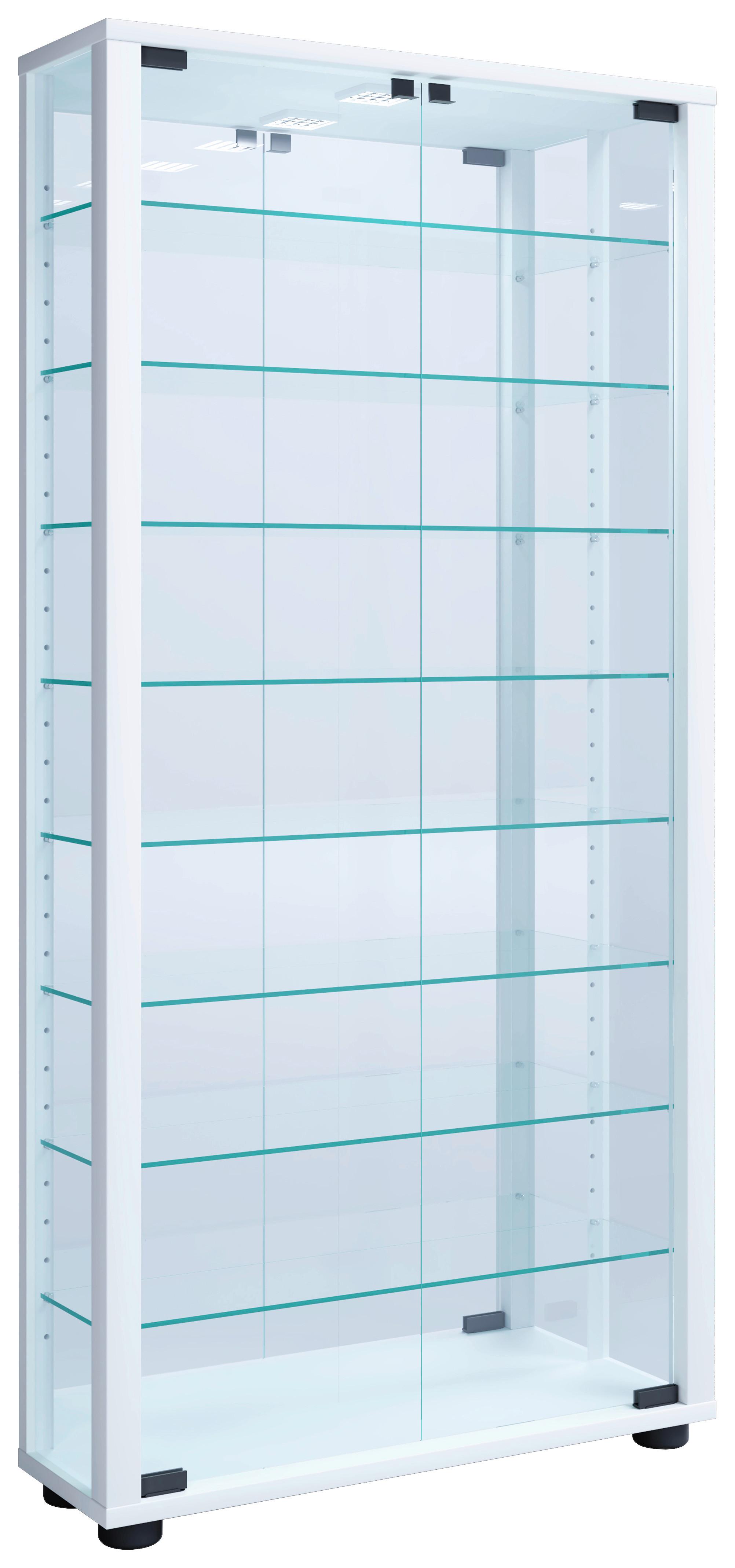 Hängevitrine Vitrosa Weiß B: 59 cm - Schwarz/Weiß, MODERN, Glas/Holzwerkstoff (59/114,3/18cm) - MID.YOU