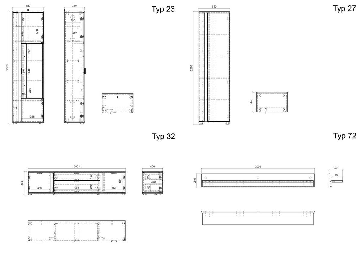 Wohnwand Long Island Weiß/Eiche Wotan B: 330cm - Silberfarben/Eiche Wotan, Design, Glas/Holzwerkstoff (330/200/42cm) - MID.YOU