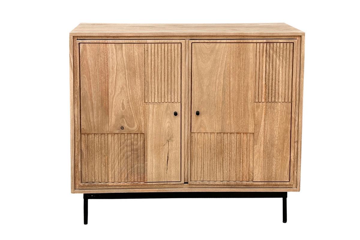 KOMMODE Schwarz/Naturfarben B: 100cm - Schwarz/Naturfarben, Design, Holz/Metall (100/90/40cm) - MID.YOU