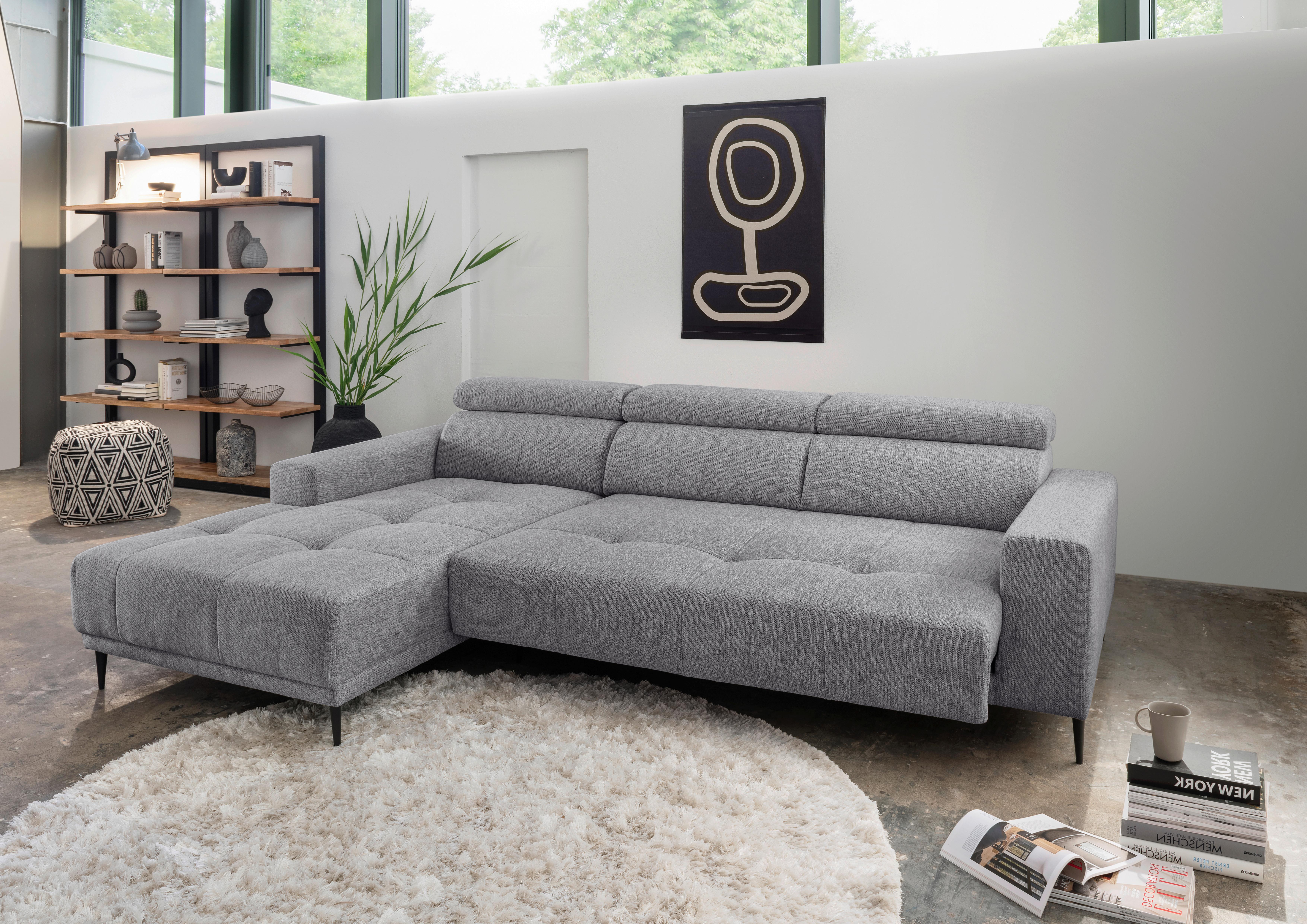 Ecksofa Intera Dunkelgrau S: 188x276 Cm - Dunkelgrau/Schwarz, KONVENTIONELL, Textil (188/276cm) - Livetastic