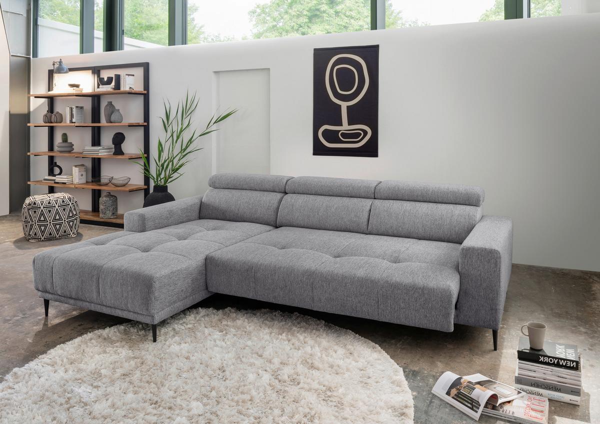 Ecksofa Intera Dunkelgrau S: 188x276 Cm - Dunkelgrau/Schwarz, KONVENTIONELL, Textil (188/276cm) - Livetastic