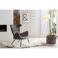 Relaxsessel Grau B: 77 Cm - Schwarz/Grau, MODERN, Textil (77/95/62cm) - Livetastic