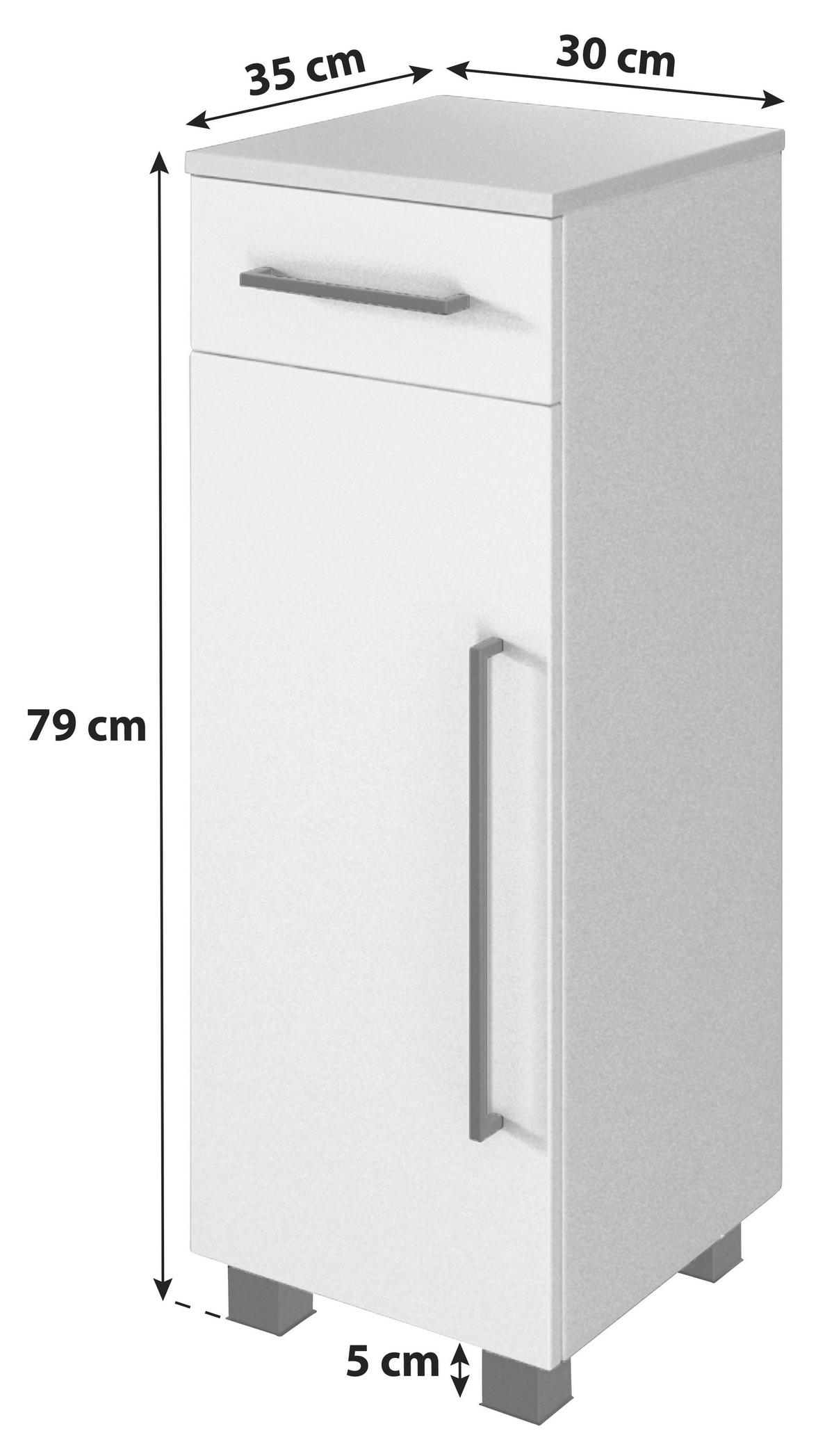 Unterschrank Mit Lade Luzern B: 30 Cm Weiß Dekor - Schwarz/Weiß, KONVENTIONELL, Holzwerkstoff (30/79/35cm) - Held