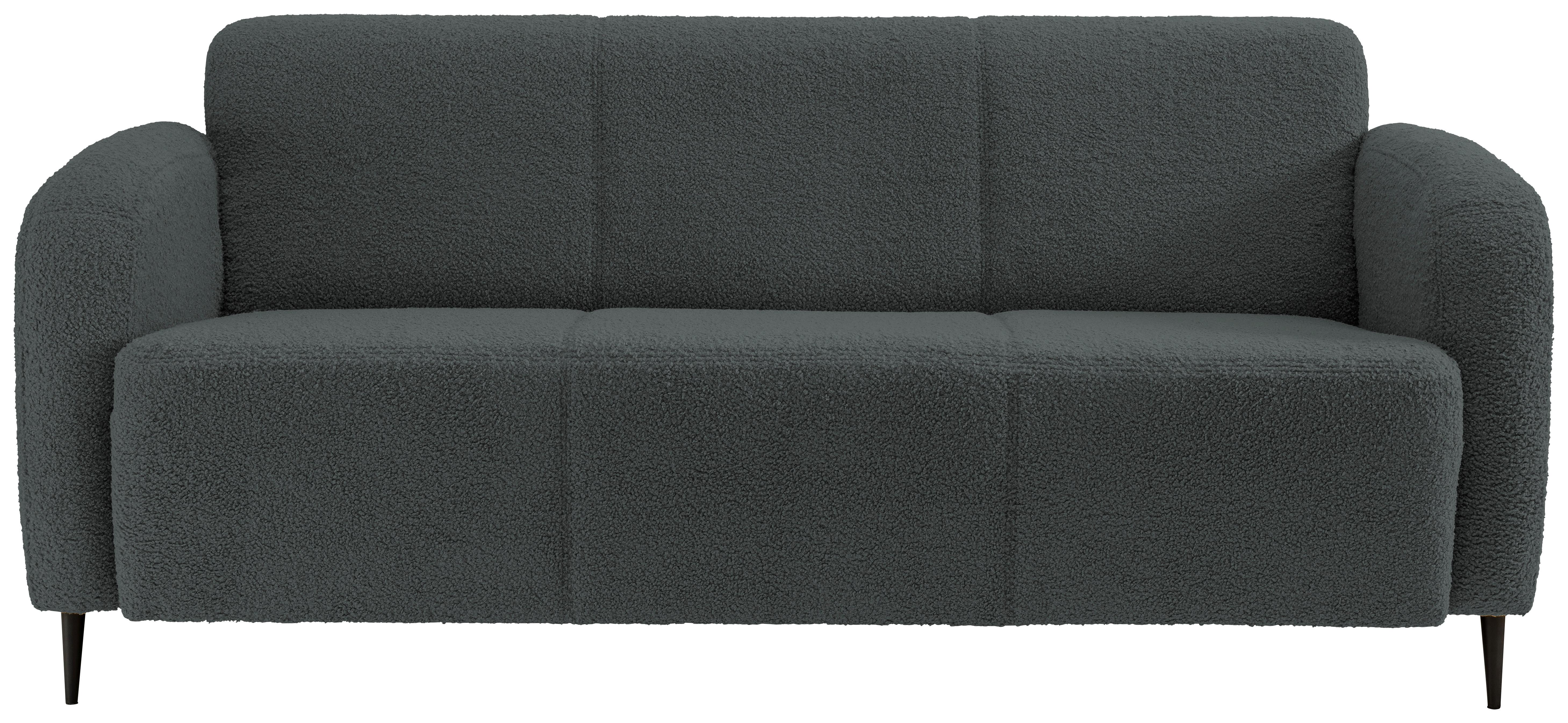 3-Sitzer-Sofa Marone Anthrazit Teddystoff - Anthrazit/Schwarz, MODERN, Textil (180/76/90cm) - Livetastic