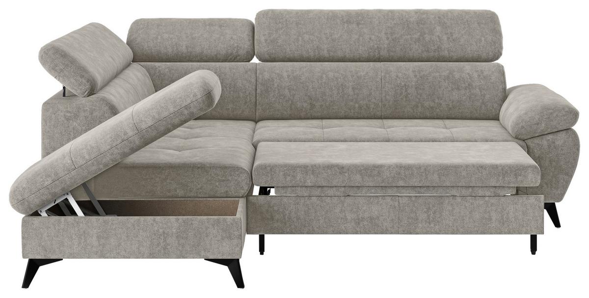 Ecksofa mit Bettkasten Hudson 207x265 cm Schlammfarben - Schlammfarben/Schwarz, Textil (207/265cm) - MID.YOU
