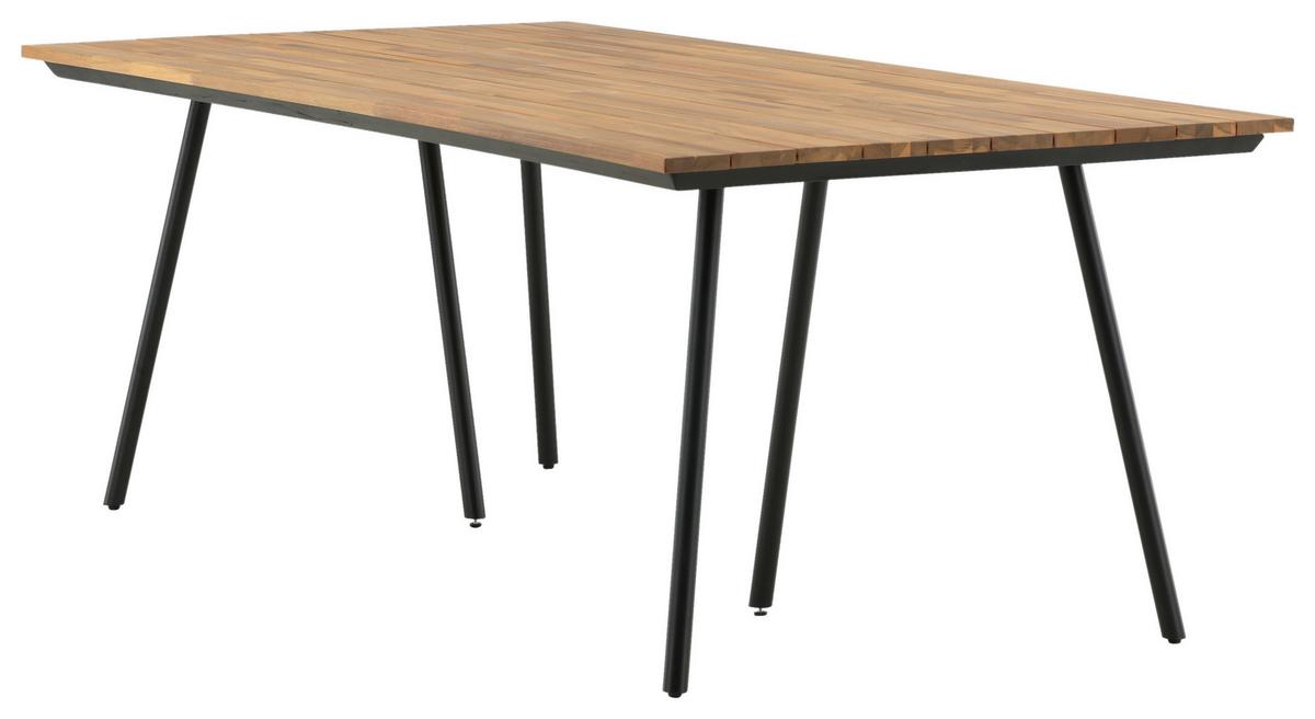 Gartentisch Chan - Schwarz/Teakfarben, KONVENTIONELL, Holz/Metall (200/100/74cm) - Gardenson