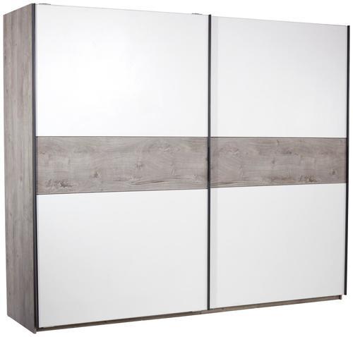 Schwebetürenschrank Julia B:315cm Weiß/ Haveleiche Dekor - Eichefarben/Weiß, KONVENTIONELL, Holzwerkstoff (315/225/61cm)