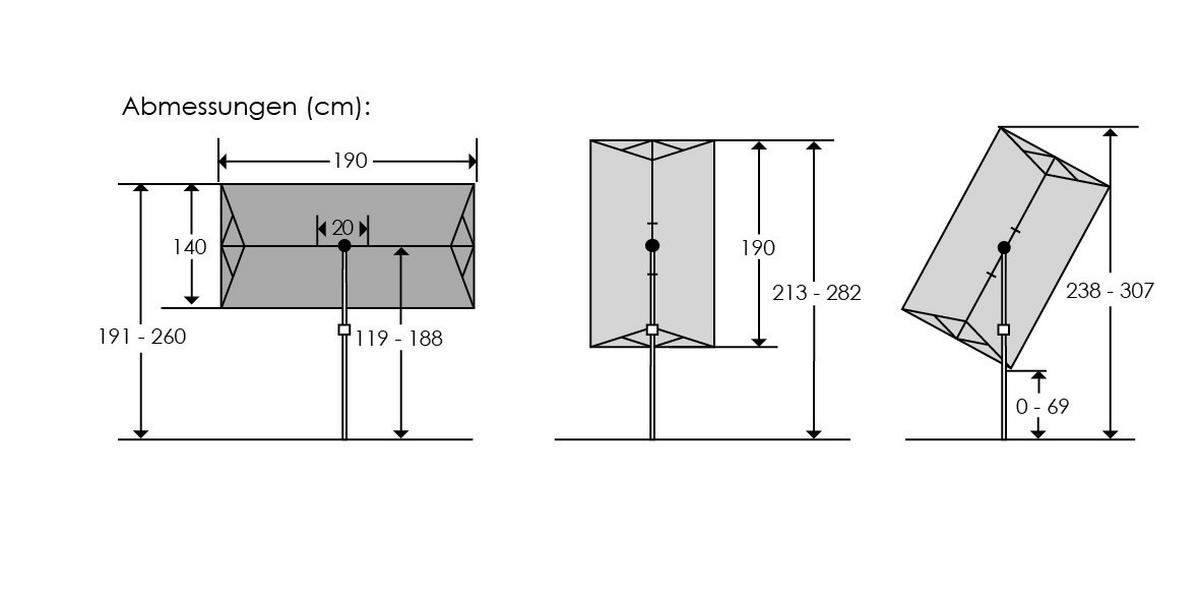 Ampelschirm Novara BxHxT: 190x188x140 cm Anthrazit - Anthrazit, Basics, Textil/Metall (190/188/140cm) - Schneider