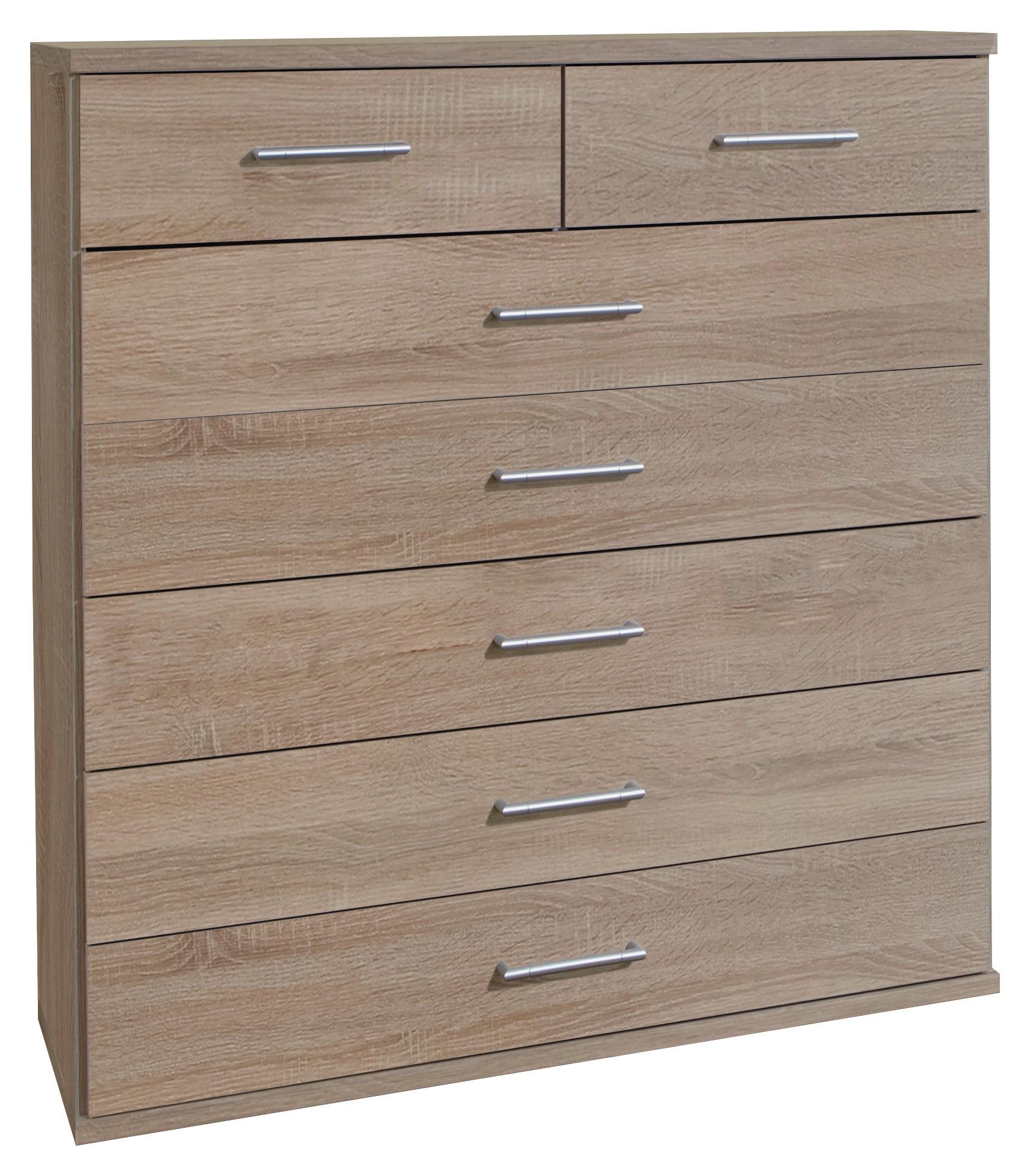 Komoda Osaka Šířka 91cm - barvy dubu/barvy hliníku, Konvenční, kompozitní dřevo/plast (91/106/40cm) - MID.YOU