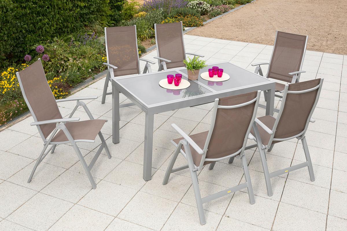 Gartenset Carrara - Taupe/Silberfarben, MODERN, Textil/Metall - Gardenson