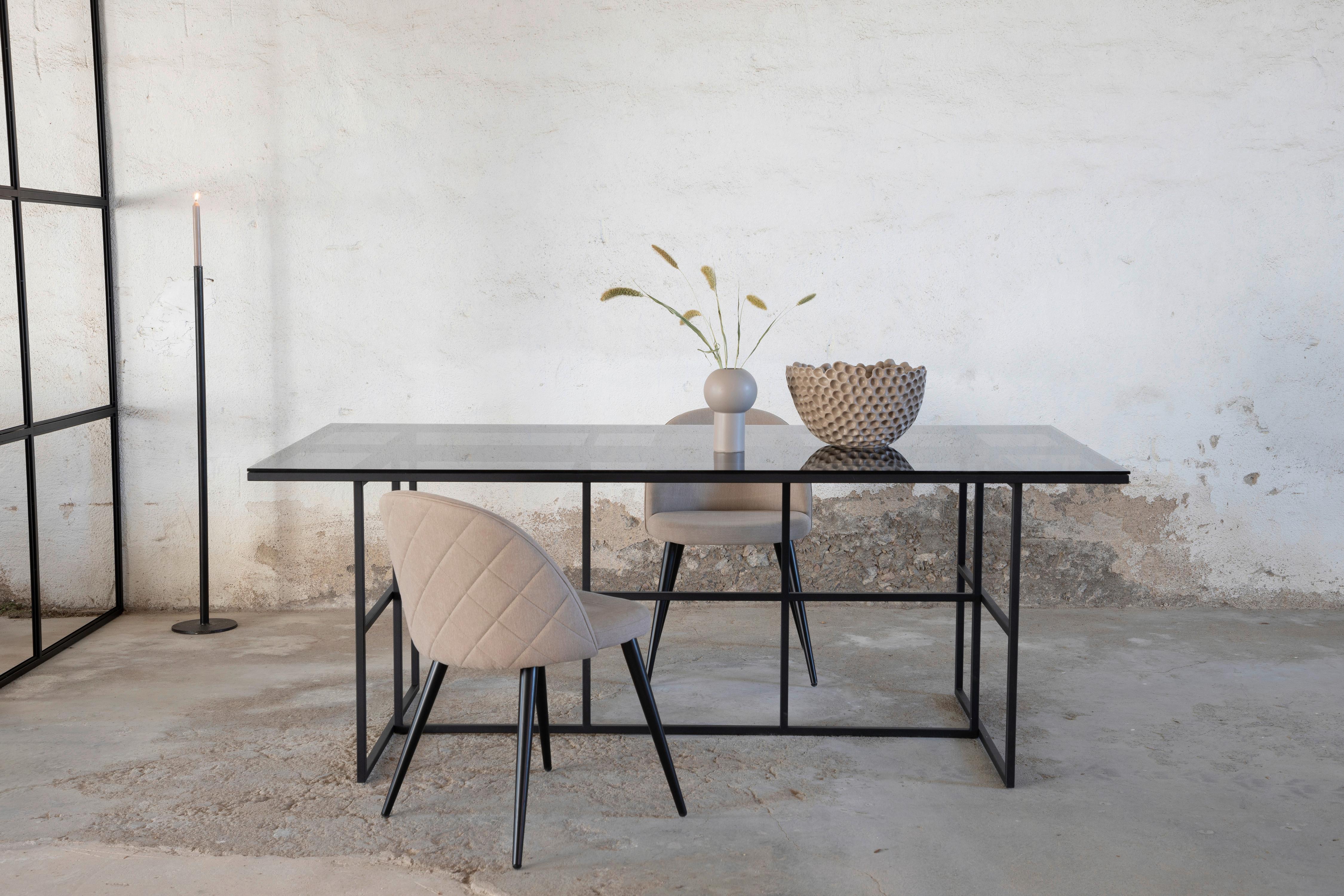 Esstisch Leif - Schwarz, Design, Glas/Metall (200/90/74cm) - Livetastic