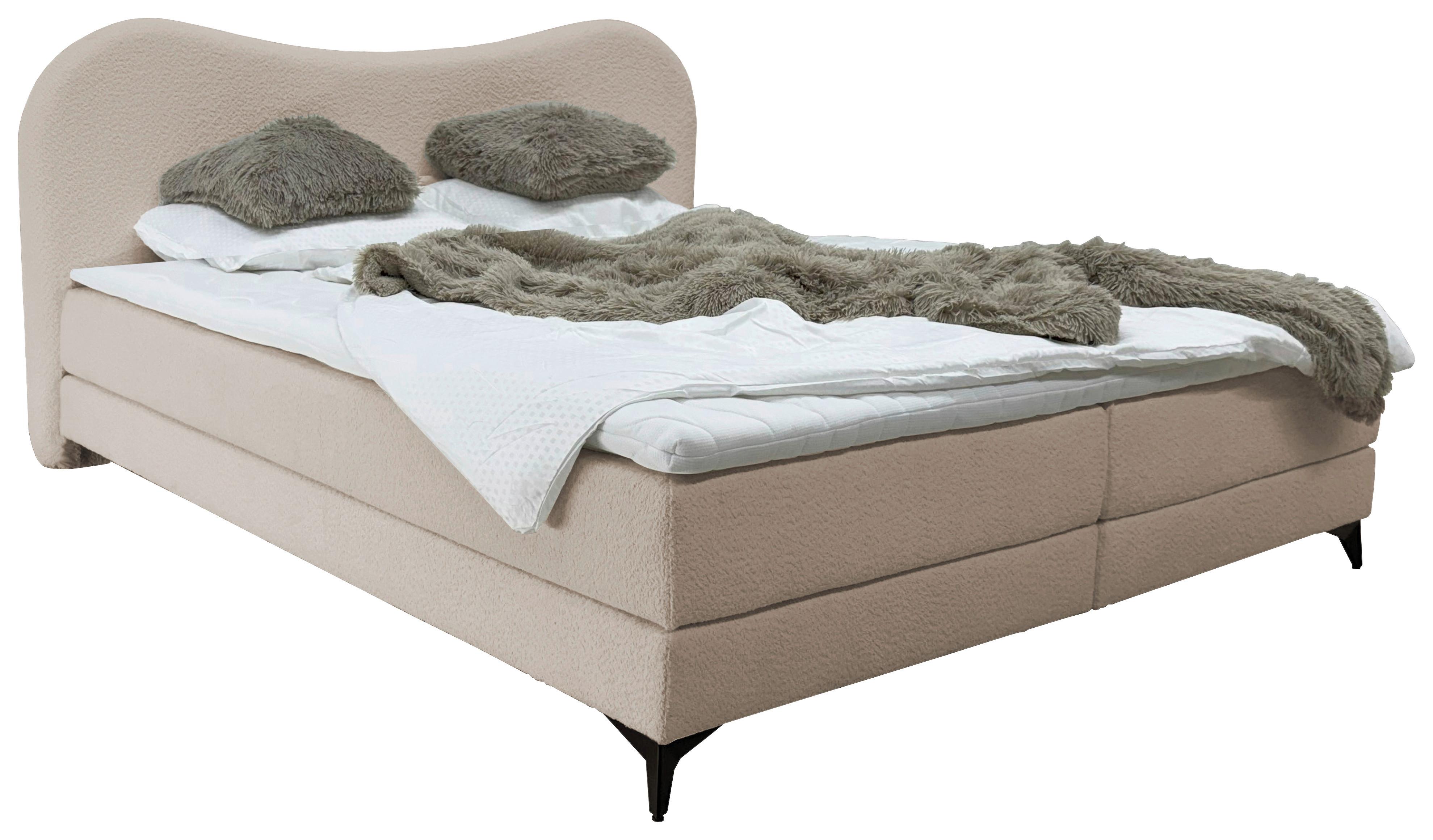Polsterbett Pienza Sandfarben Lf: 140x200 cm - Sandfarben/Schwarz, MODERN, Textil (140/200cm) - Livetastic