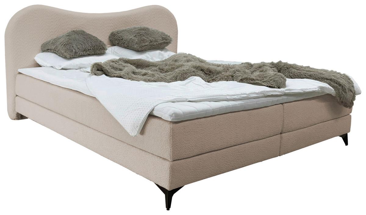 Polsterbett Pienza Sandfarben Lf: 180x200 cm - Sandfarben/Schwarz, MODERN, Textil (180/200cm) - Livetastic