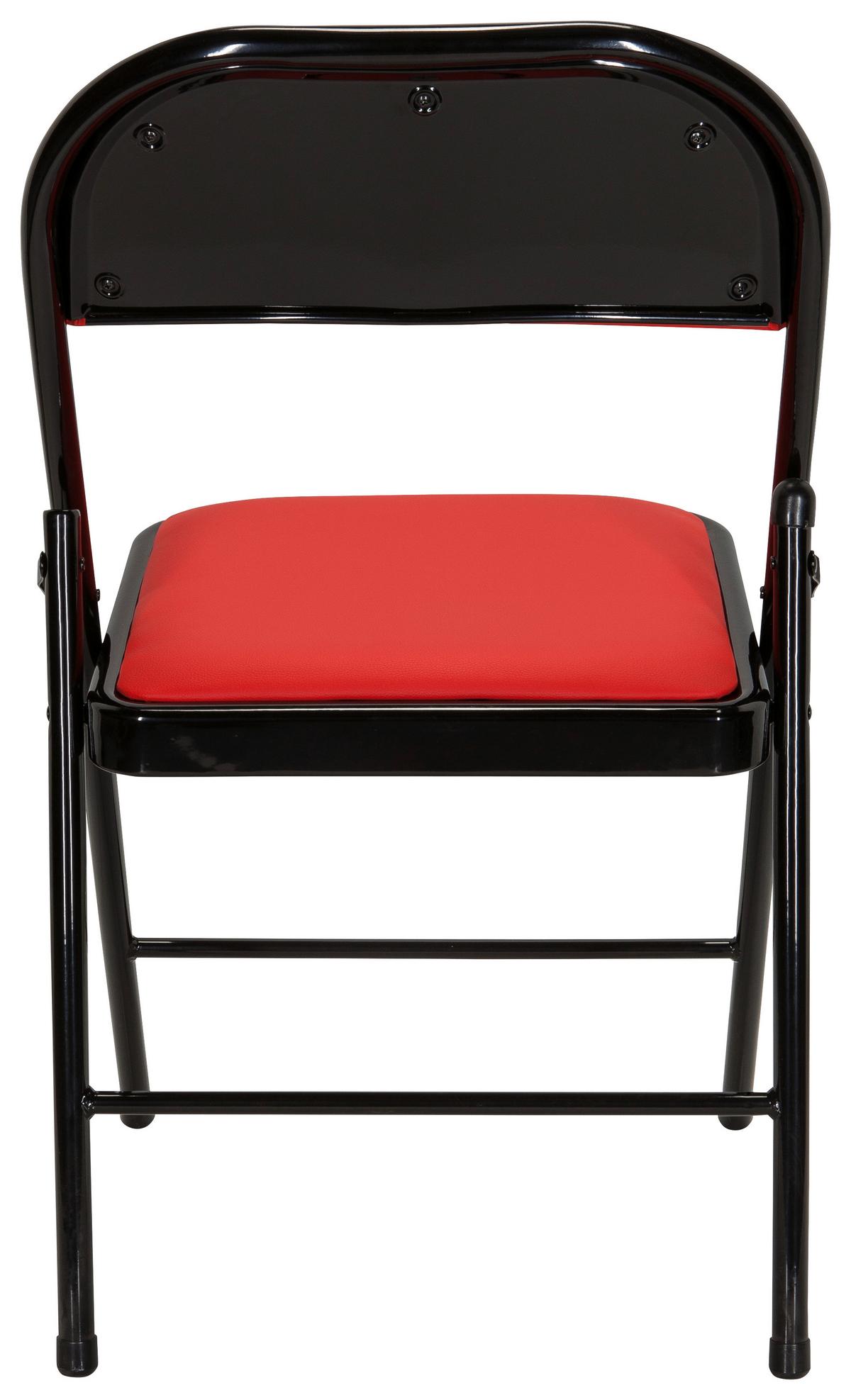 Klappstuhl Tudela Pu Rot/schwarz Lederlook - Rot/Schwarz, Basics, Textil/Metall (44/80/49cm) - MID.YOU