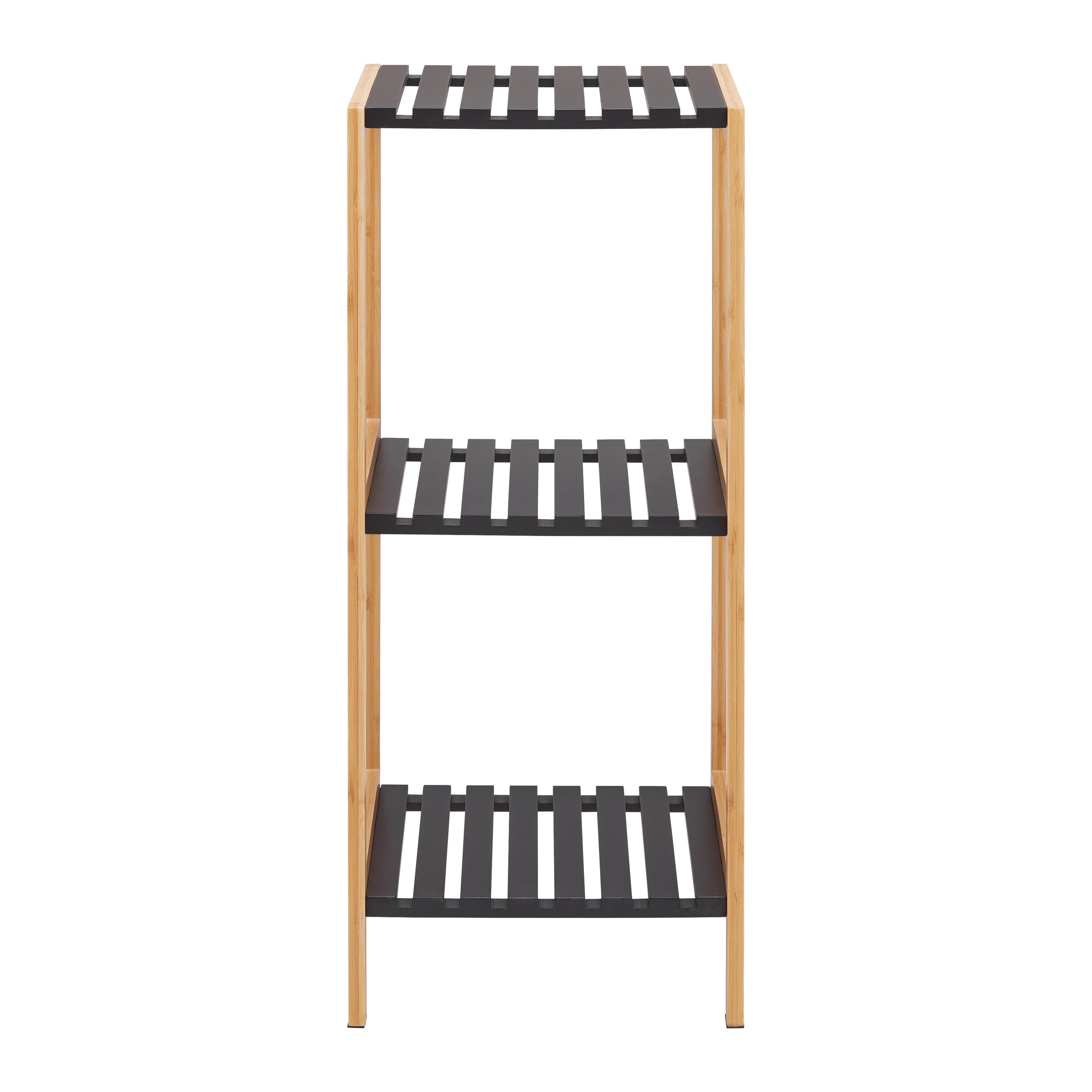 Regál ELSA bambus/čierna - čierna/prírodná farba, Modern, kompozitné drevo/prírodné materiály (34/79/33cm) - Mömax