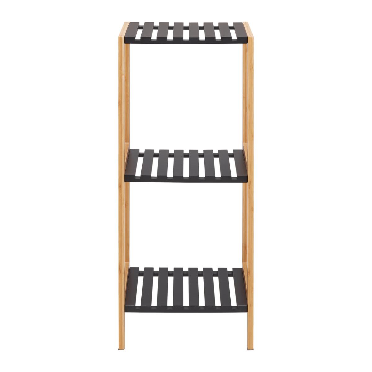 Regál ELSA bambus/čierna - čierna/prírodná farba, Modern, kompozitné drevo/prírodné materiály (34/79/33cm) - Mömax