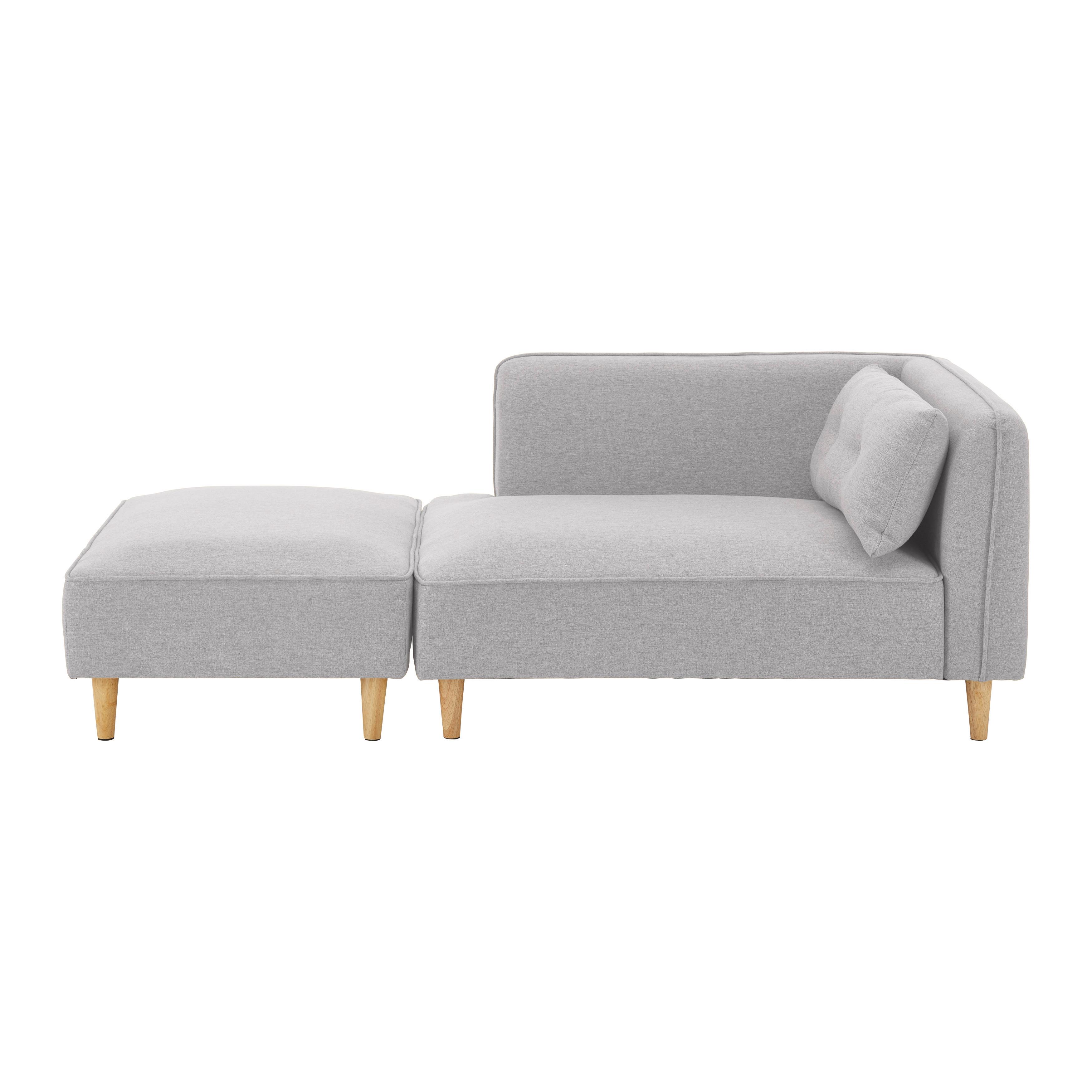 Modulární pohovka FANNY, světle šedá - světle šedá/přírodní barvy, Moderní, dřevo/textil (154/55/73cm) - Bessagi Home