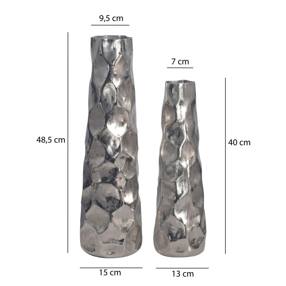 Dekovase 2er Set Silberfarben B: 15 Cm - Silberfarben, Design, Metall (15/48,5/15cm) - Livetastic