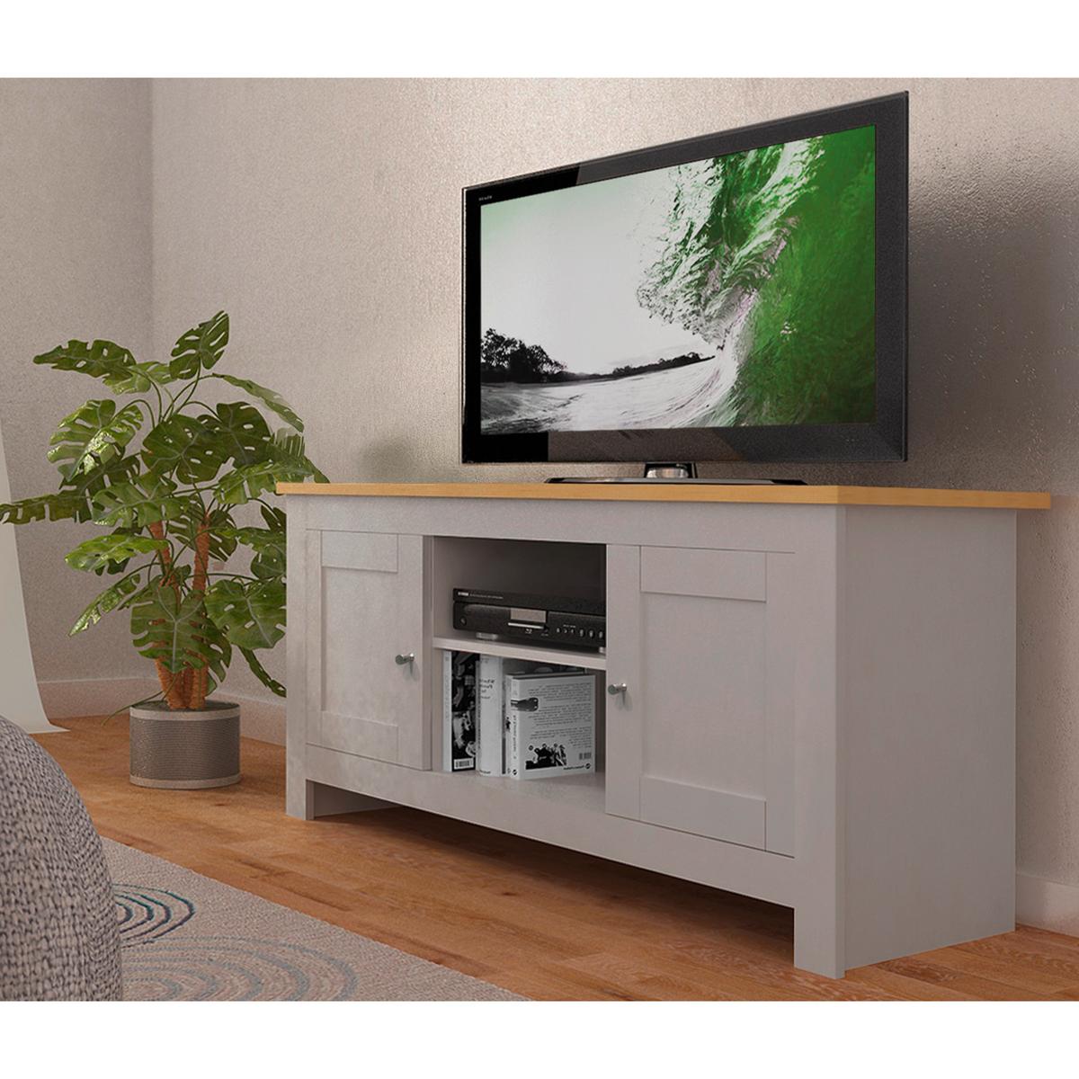 Lowboard Emerald Grau Naturfarben B: 120 cm - Naturfarben/Grau, Design, Holzwerkstoff (120/58/39cm) - MID.YOU
