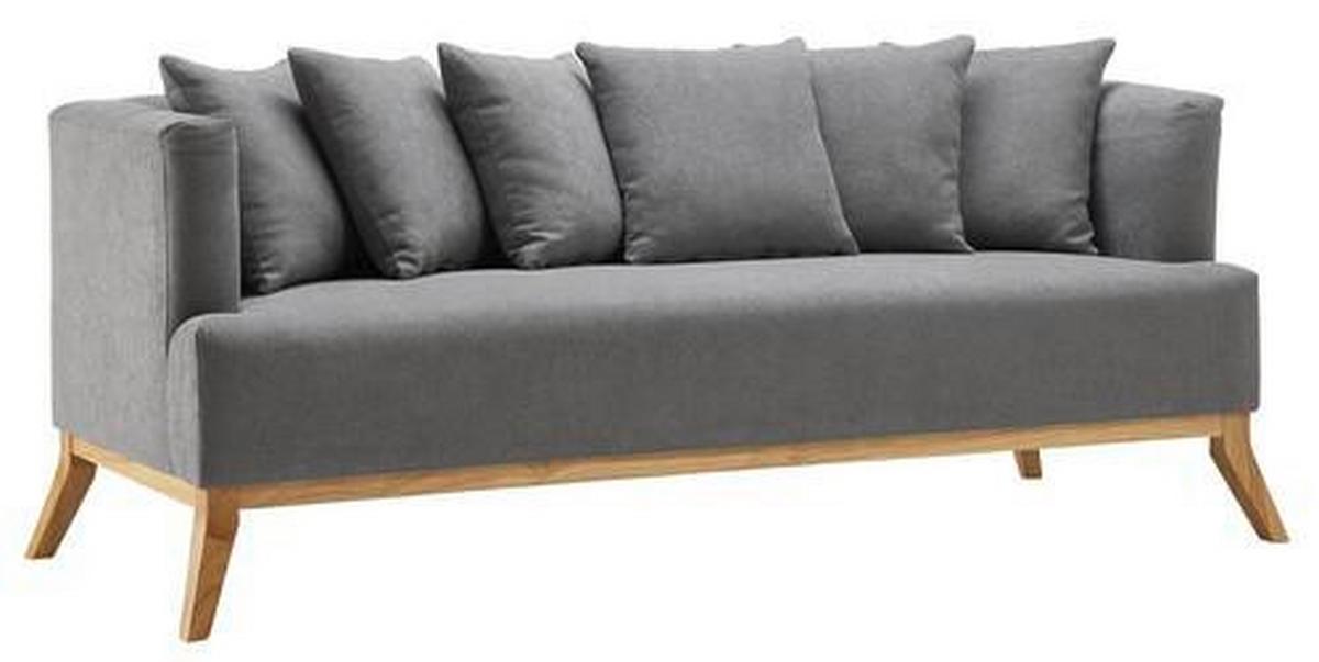 Trojmiestna pohovka s vankúšmi Mina sivá - sivá, Modern, drevo/textil (190/78/81cm) - Modern Living