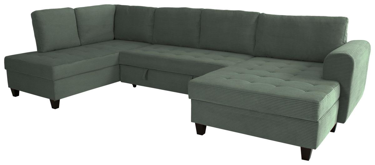 Wohnlandschaft Moritz Grün U-Form: 178x324x155 cm - Grün, Trend, Textil (178/324/155cm)