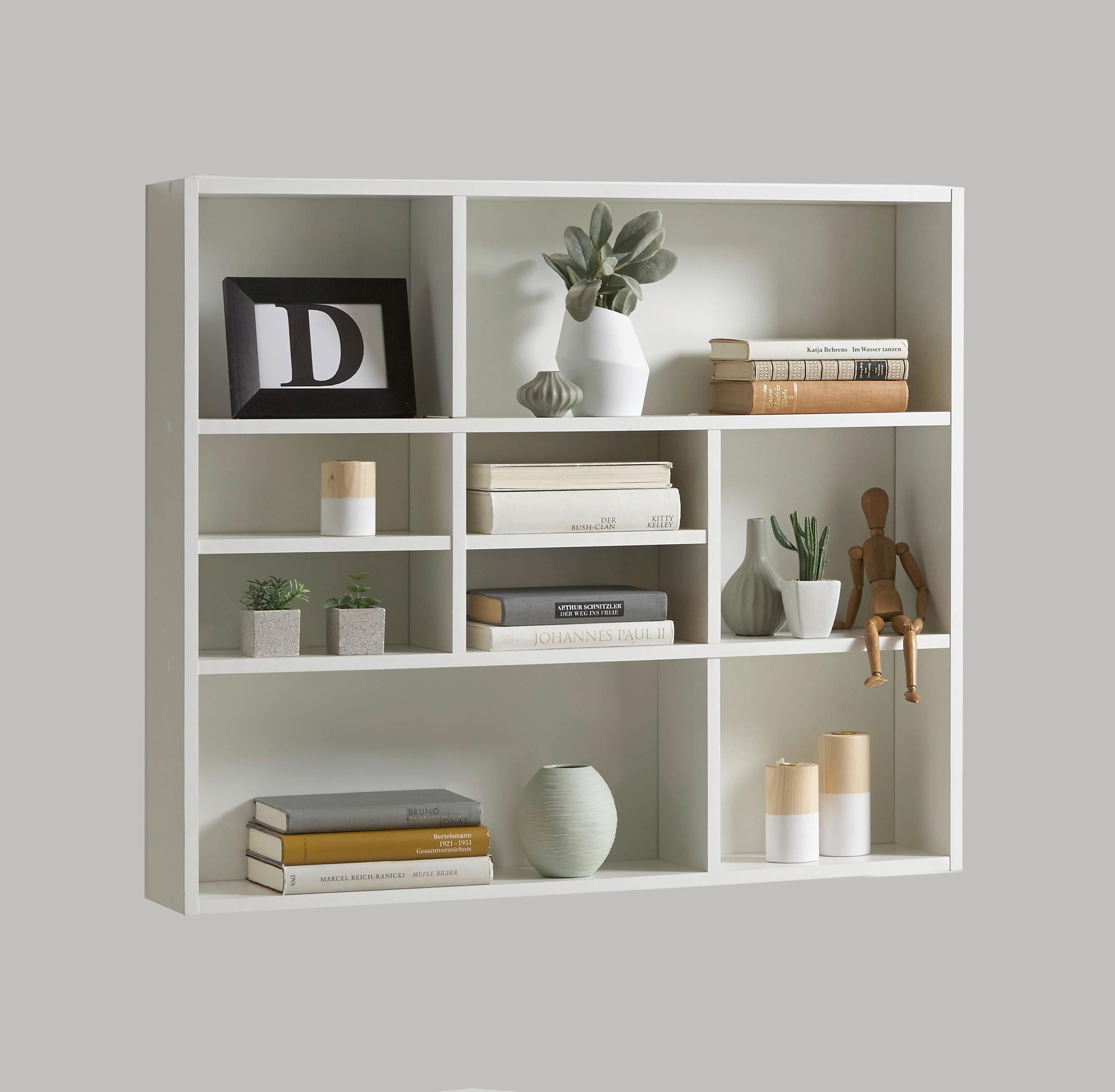 Nástěnný regál Mika - bílá, Moderní, kompozitní dřevo (90/78,5/16cm)