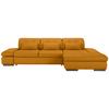 Rohová sedačka SANFINO, pravá, žltá pravá koža - žltá/chrómová, Konventionell, kov/koža (305/79-96/199cm) - Premium Living