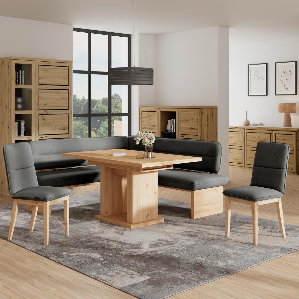 Eckbank Beluna Ii Webstoff Schwarz, B: 170cm - Eichefarben/Schwarz, KONVENTIONELL, Holz/Textil (170/212cm) - James Wood