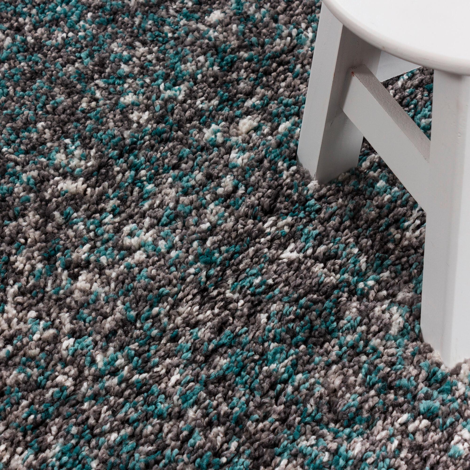 Hochflorteppich Enjoy - Blau, KONVENTIONELL, Textil (120/120cm) - Novel