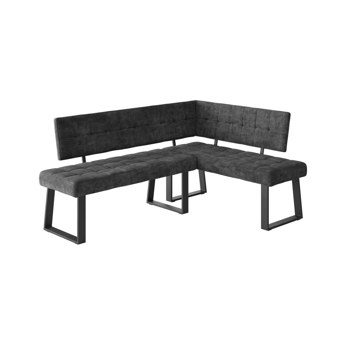 Eckbank Dunkelgrau Polyester Laslo 185x134 Cm - Dunkelgrau/Schwarz, MODERN, Textil/Metall (185/134cm) - MID.YOU