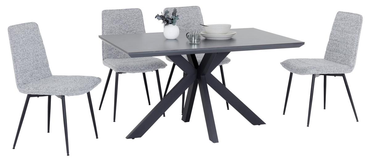 Jídelní stůl STEVE 140x90 - černá, Moderní, kov/kompozitní dřevo (140/76/90cm)
